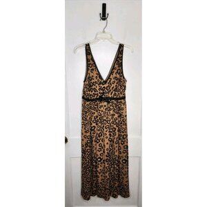 Vtg Via Del Amore Sz Medium 100% SILK Leopard Floral Print Nightgown